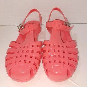 Vintage Jelly Fisherman sandals rubber shoes Buckle Closure peach US sizes NEW